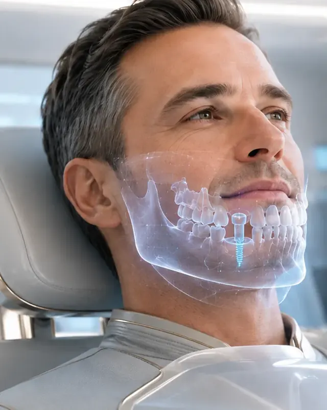 Step 4 of an implant placement: checking position and stability